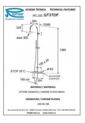 COLONNE THERMO MINIMAL DIAM30; Colonne de douche murale thermostatique MINIMAL D30 chromé